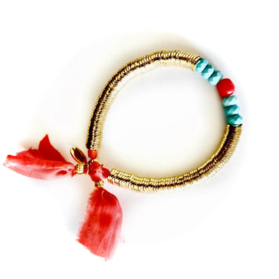 gold disc and turquoise goddess bracelet