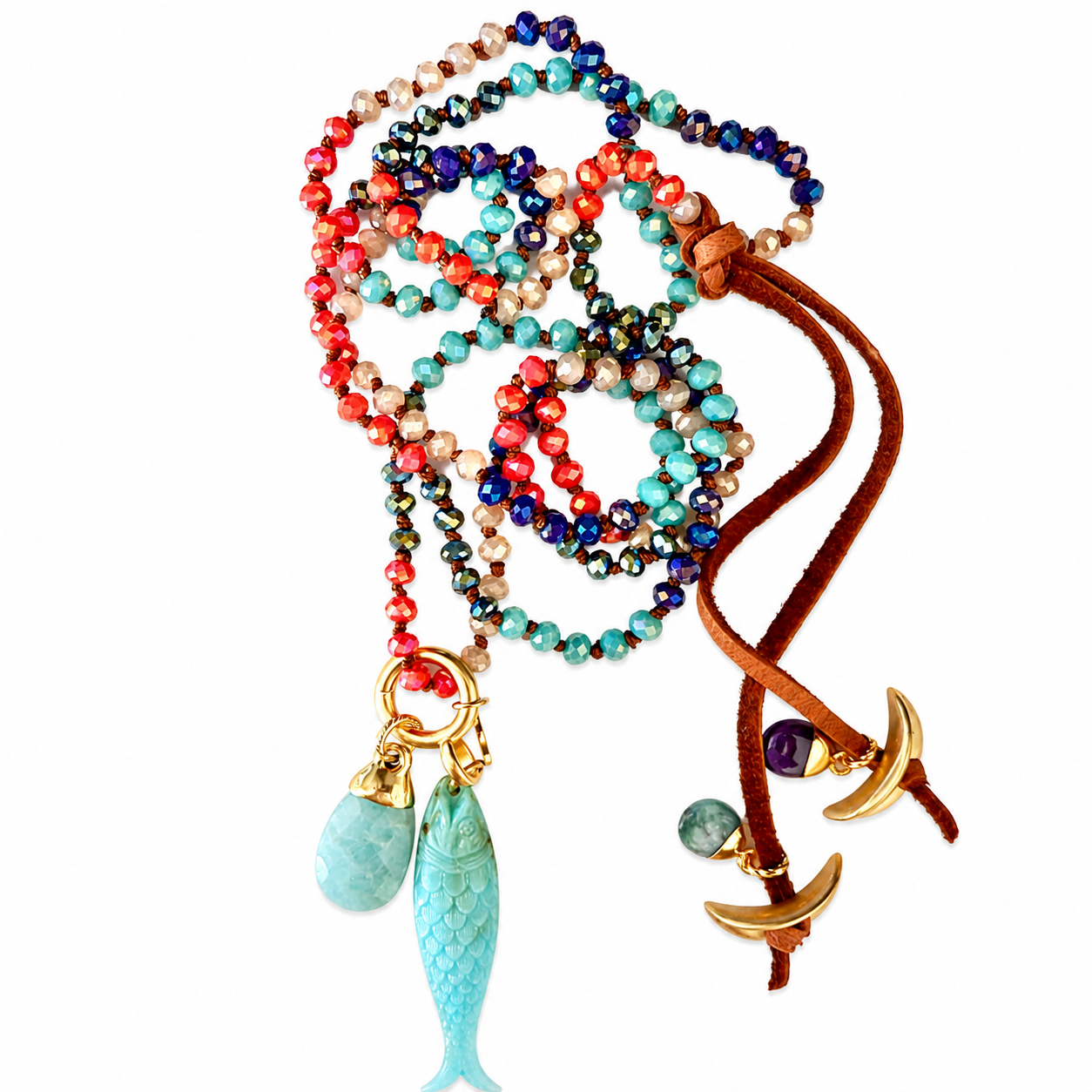 rainbow gems x fish necklace
