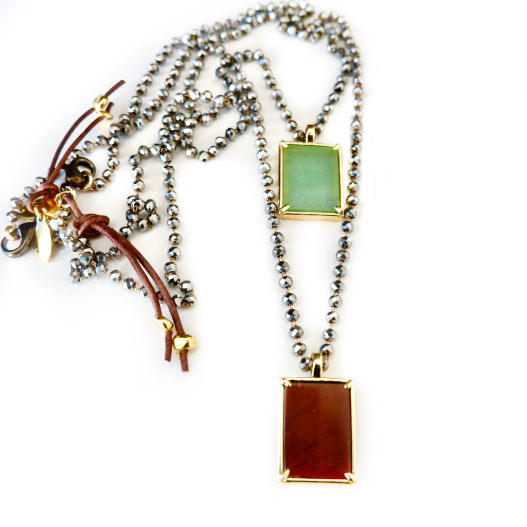 rectangle gemstone pendant necklace