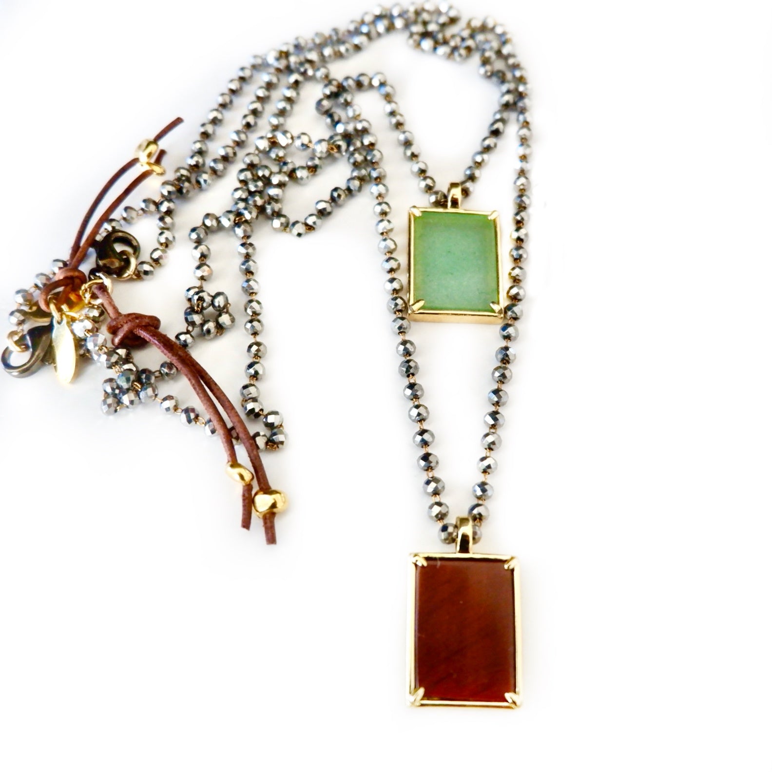 rectangle gemstone pendant necklace