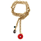 vintage chain x carnelian circle necklace