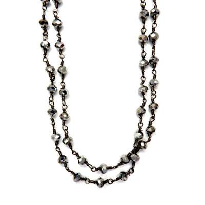 my long dainty silver pyrite necklace