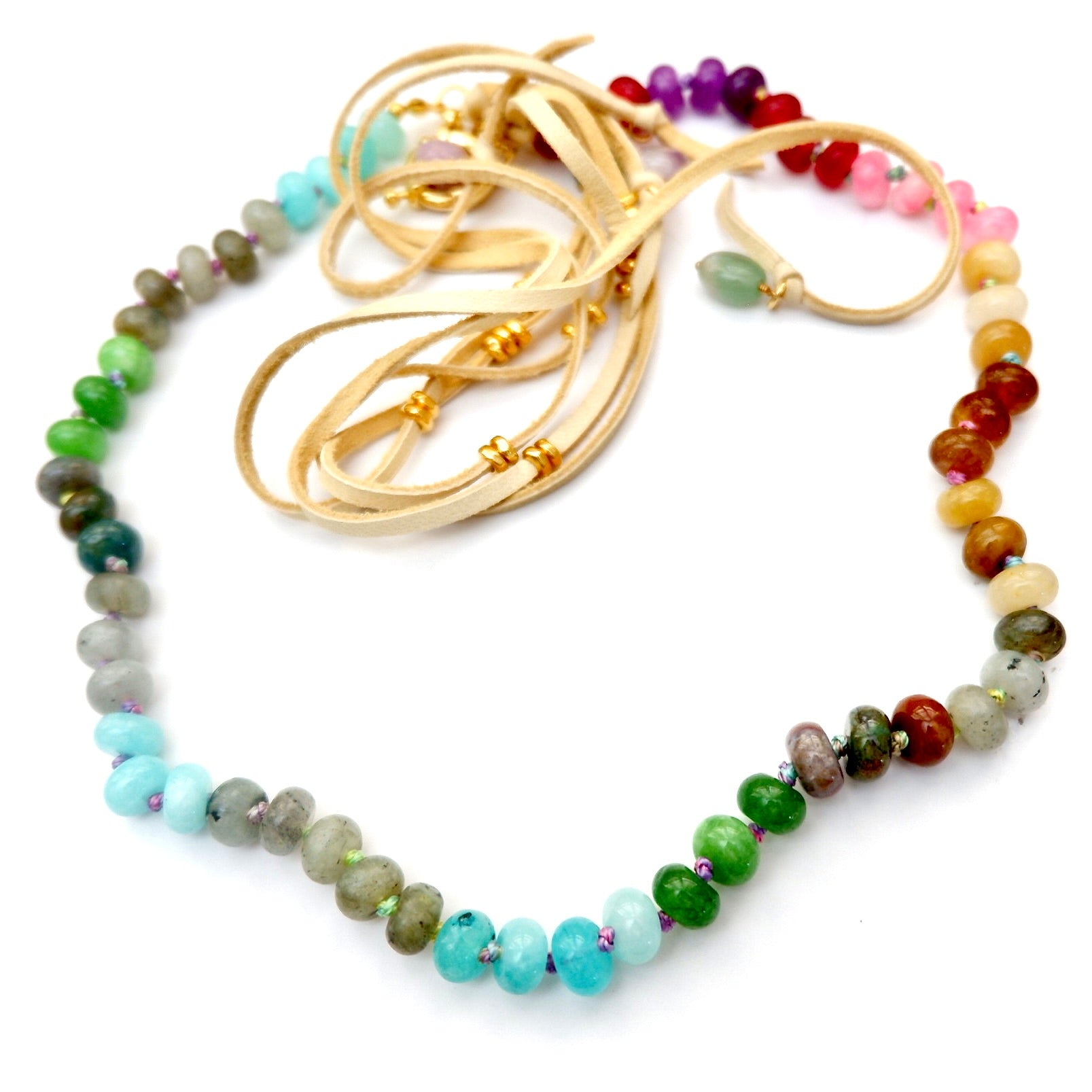 boho rainbow gemstone necklace