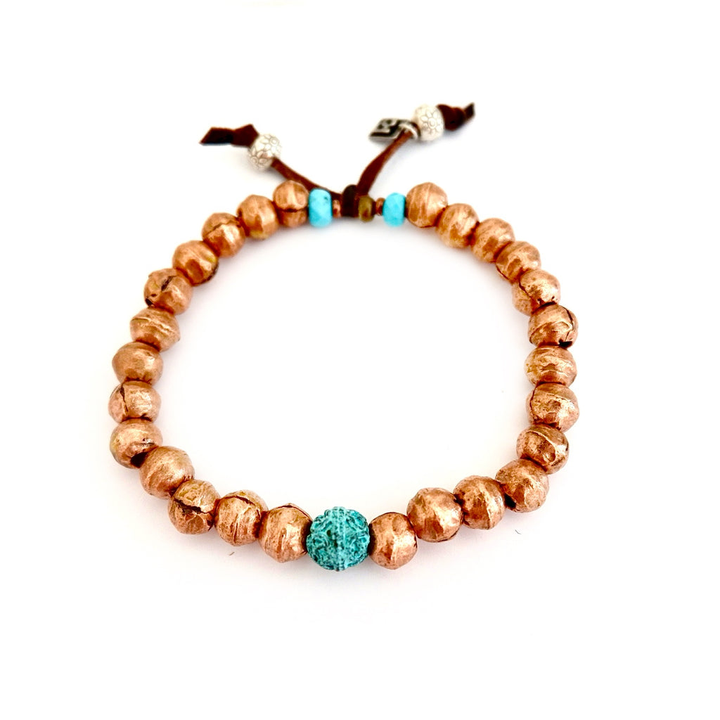 copper turquoise mens bracelet