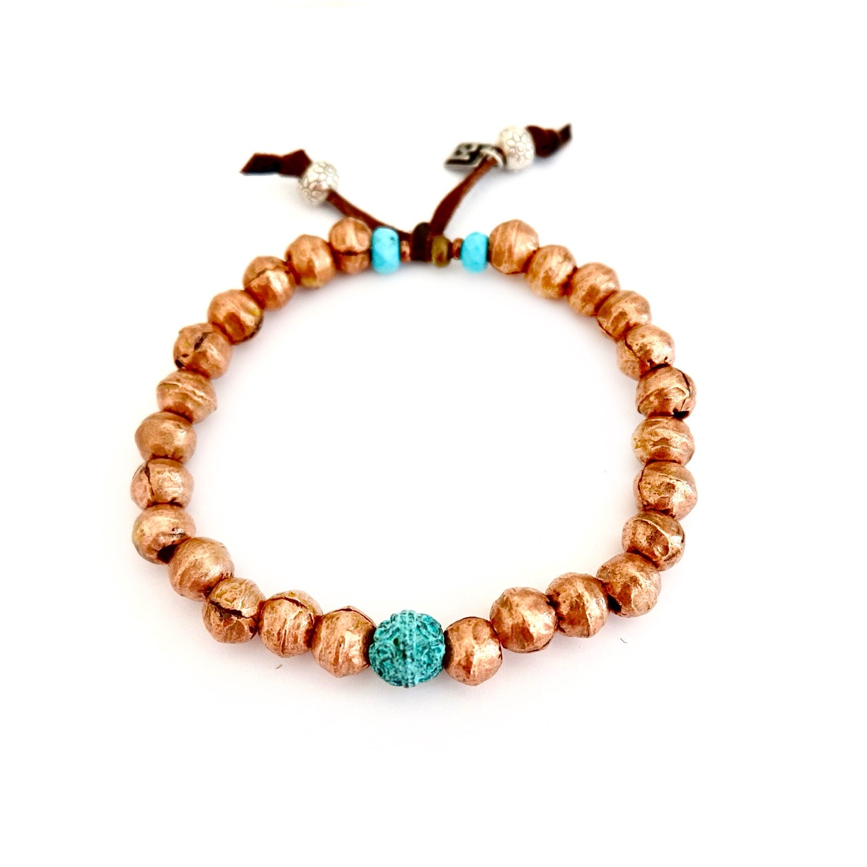 copper turquoise mens bracelet