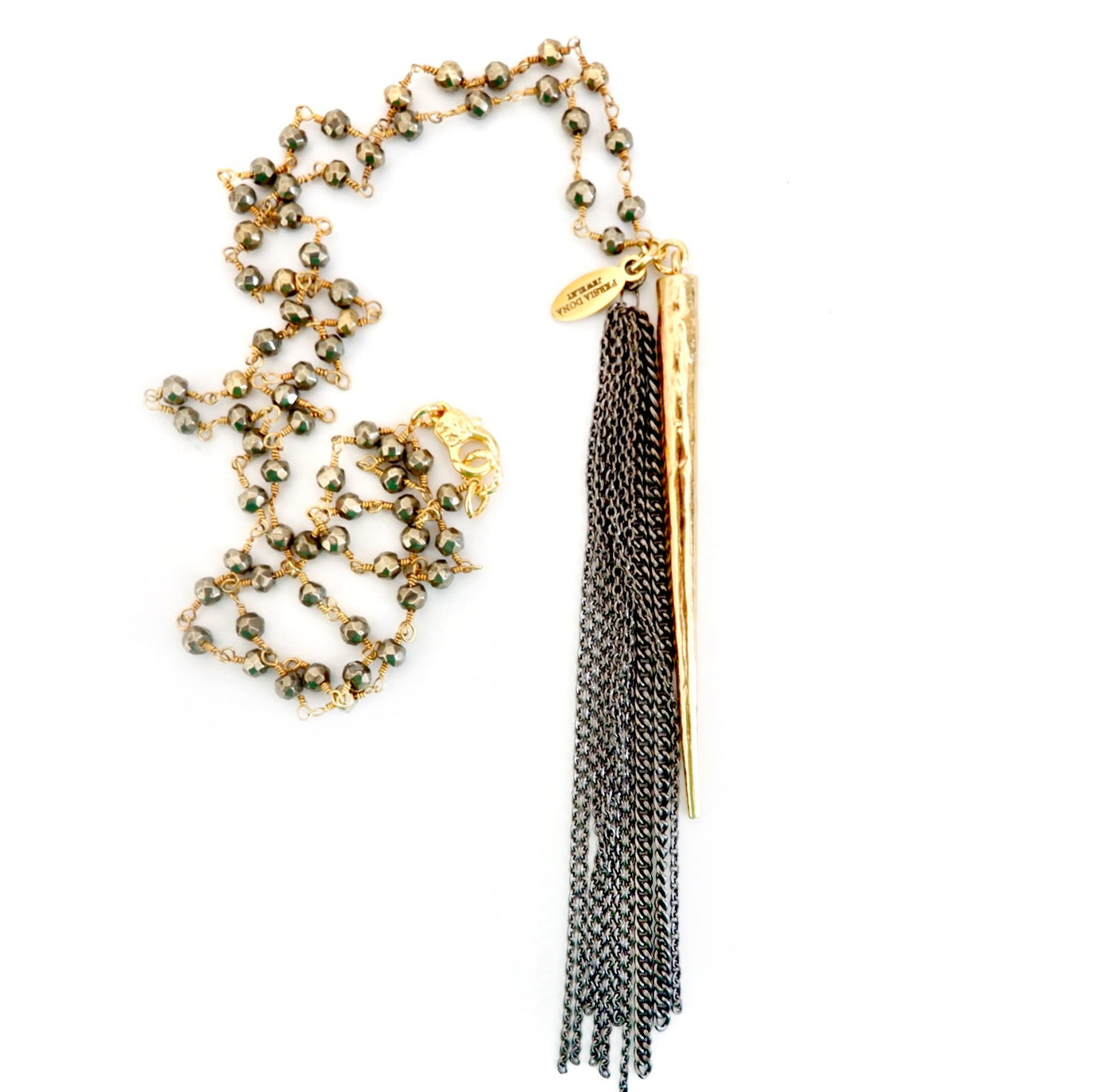 spike and chains pyrite necklace