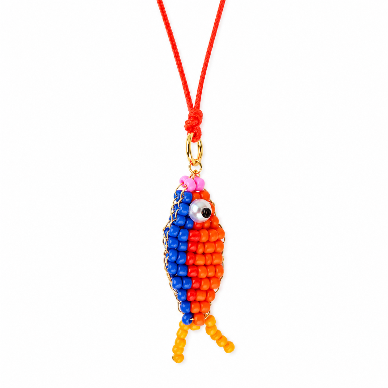 beaded fishy on a string necklace