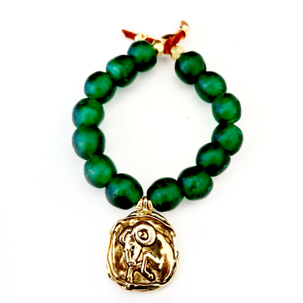 vintage glass zodiac bracelet