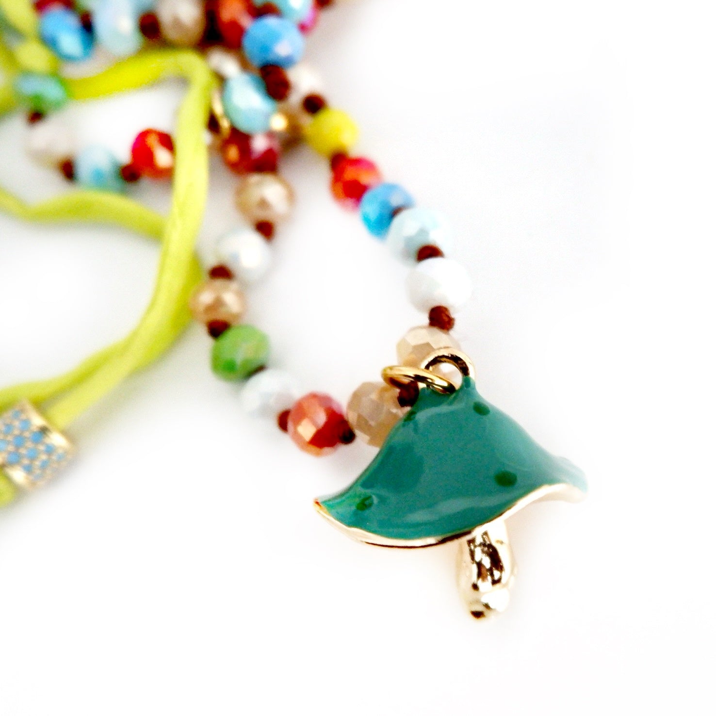 colorful gemstone mushroom necklace