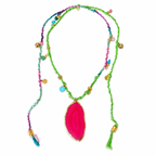 agate slice x sari silk cord necklace