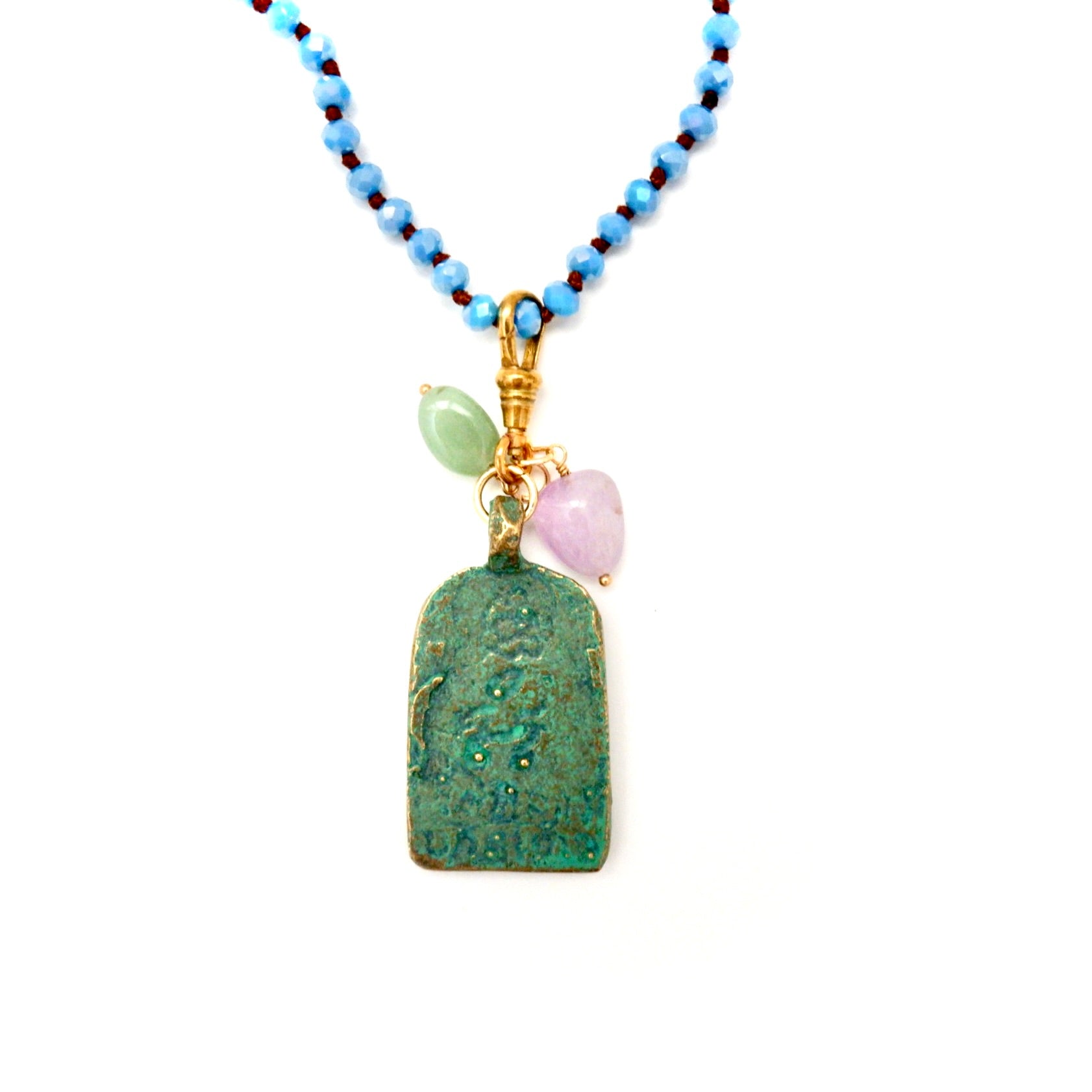 vintage green yoga necklace
