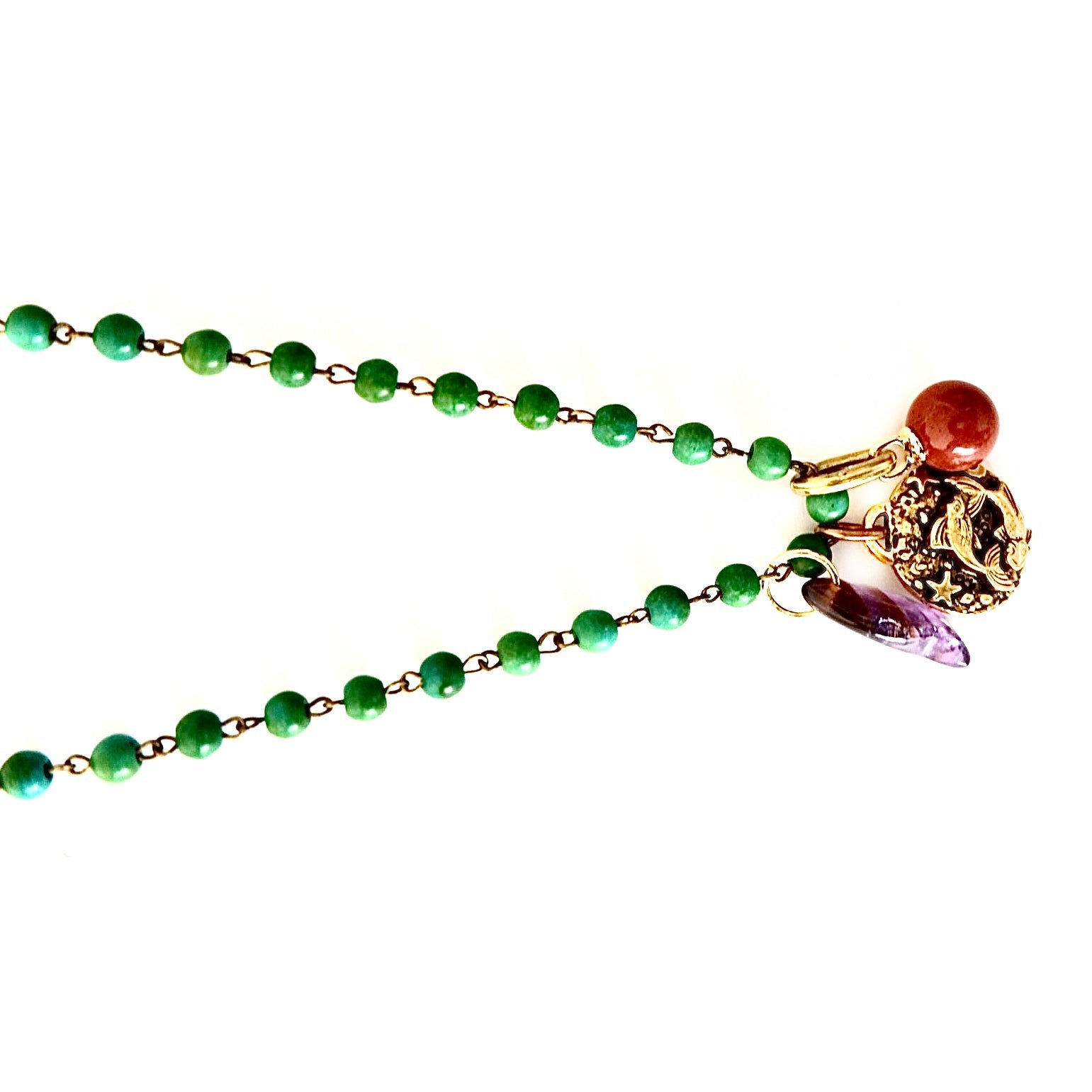 green exotic charms necklace