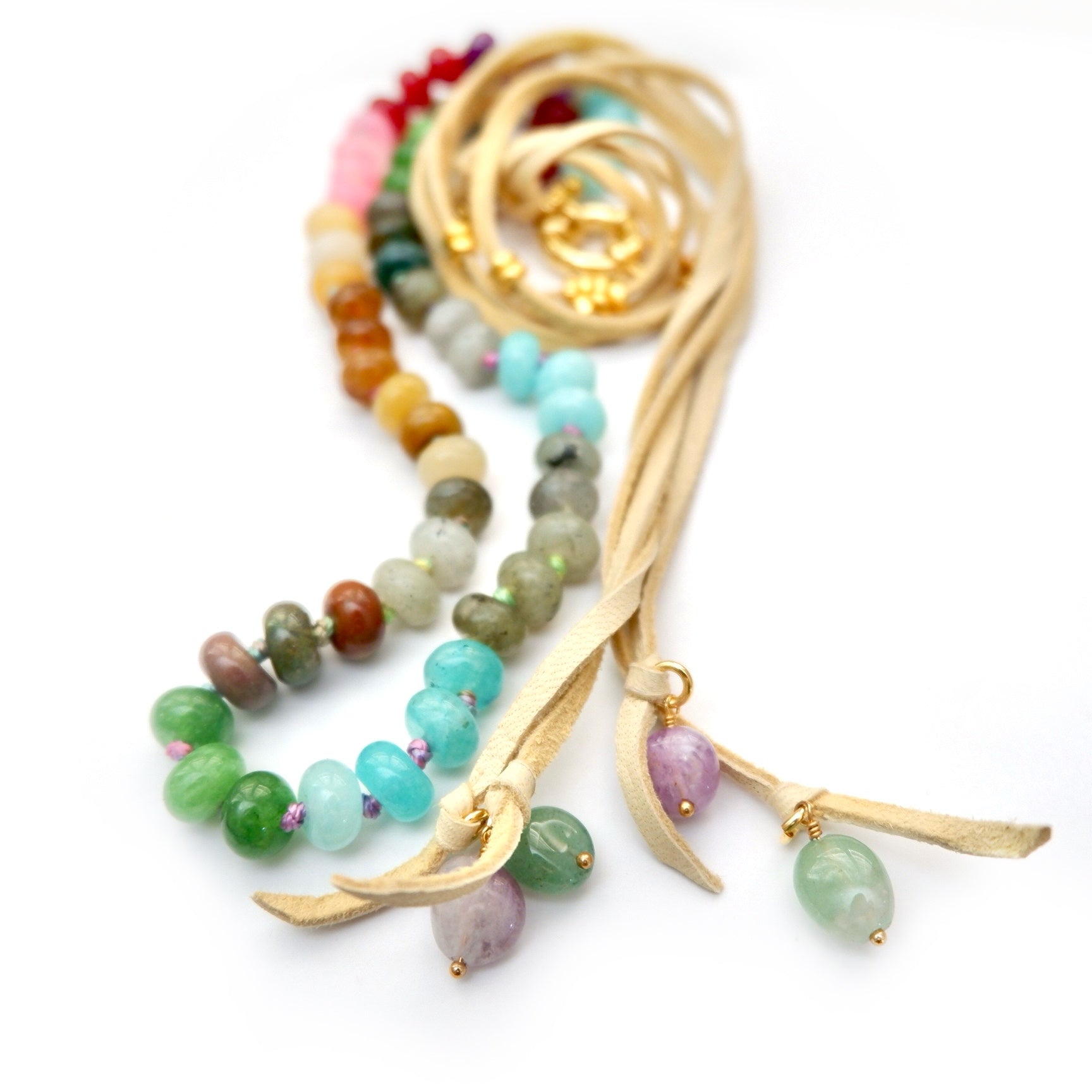 boho rainbow gemstone necklace