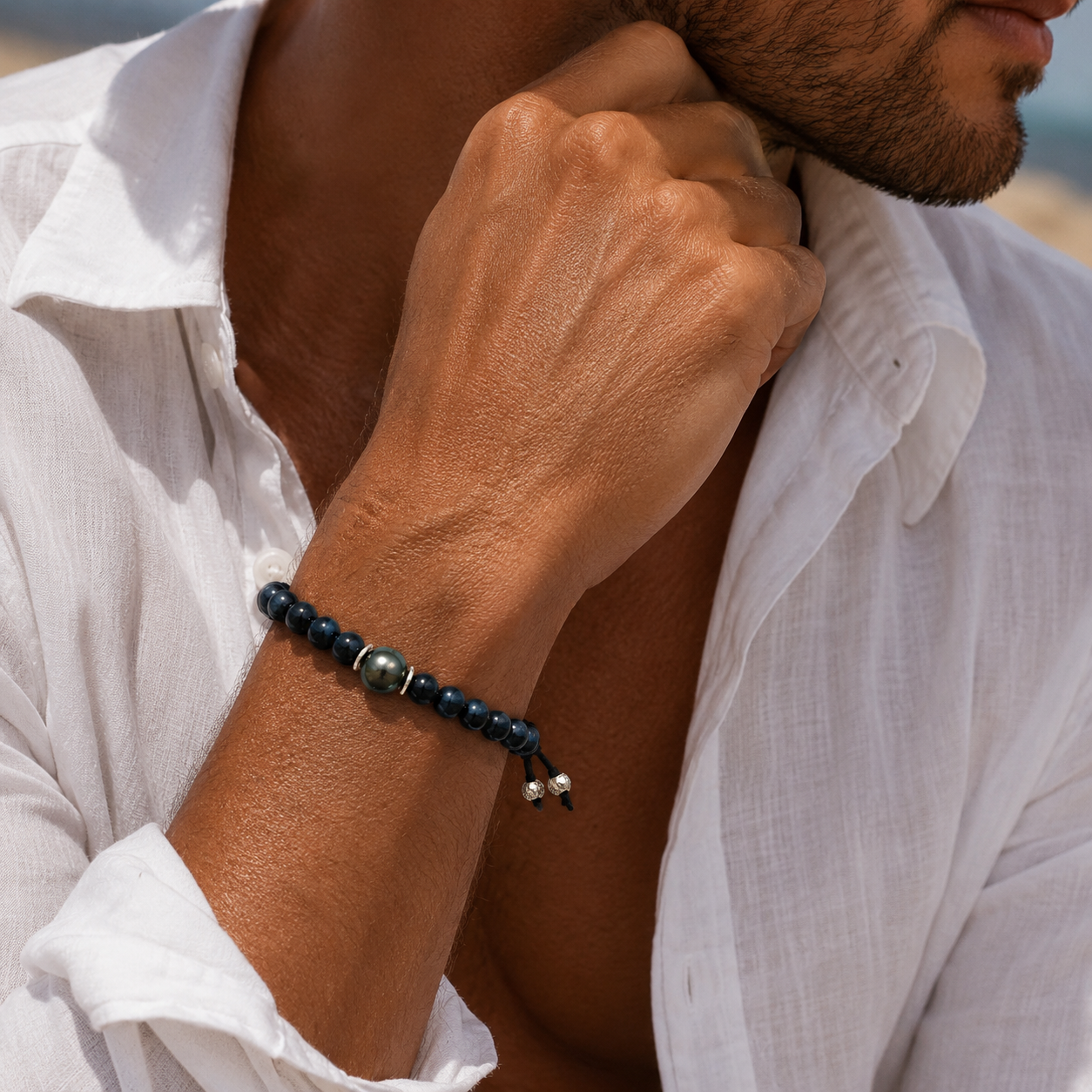 dream tahitian pearl mens bracelet