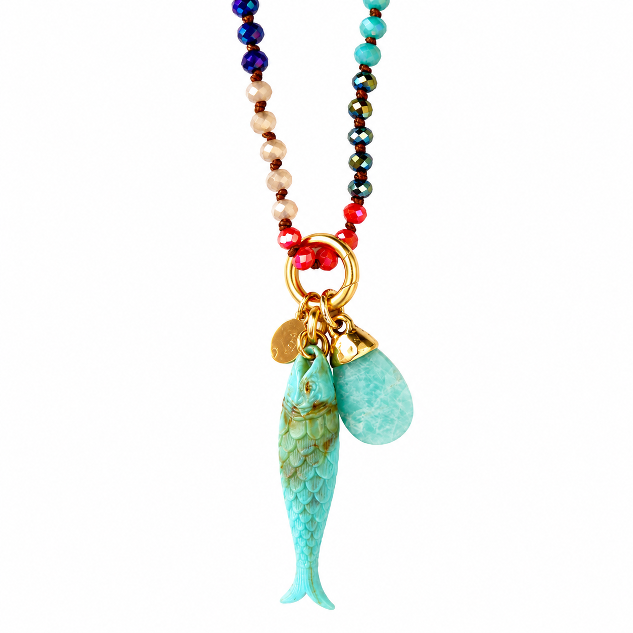 rainbow gems x fish necklace