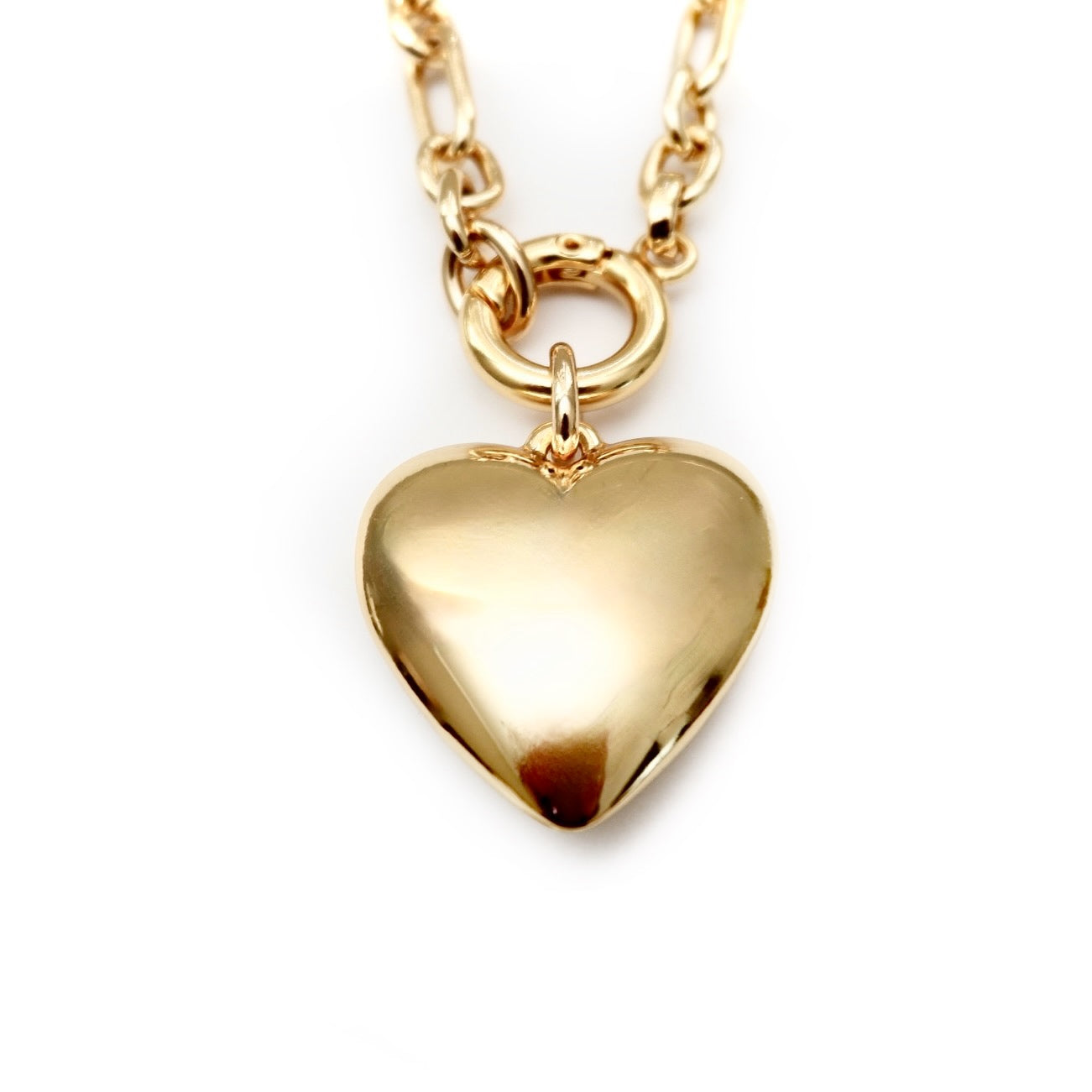 my puffy gold heart necklace