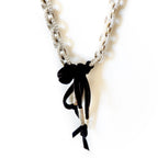 chunky metal and pearl chain necklace