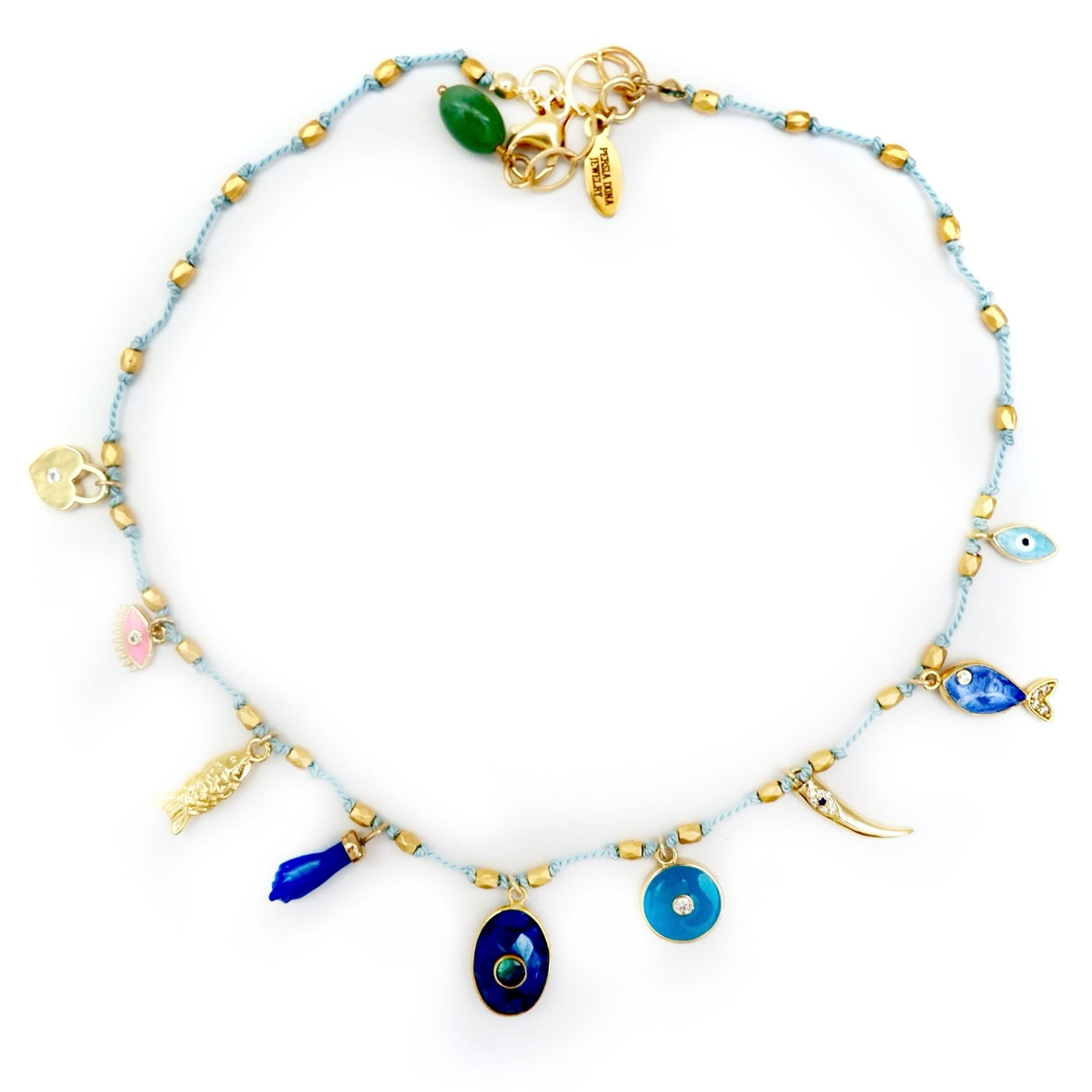 my aqua blue charm necklace