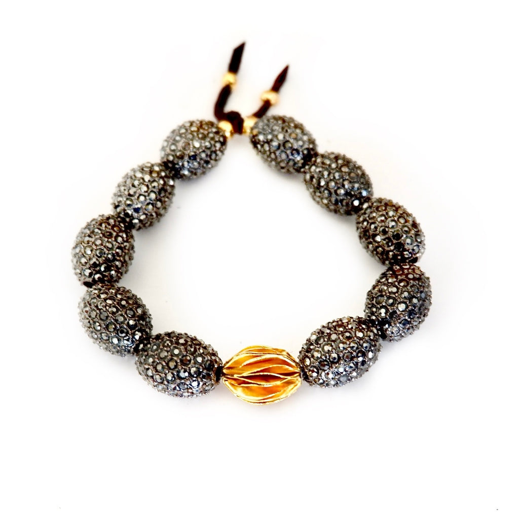 hematite and pyrite gold petal bracelet