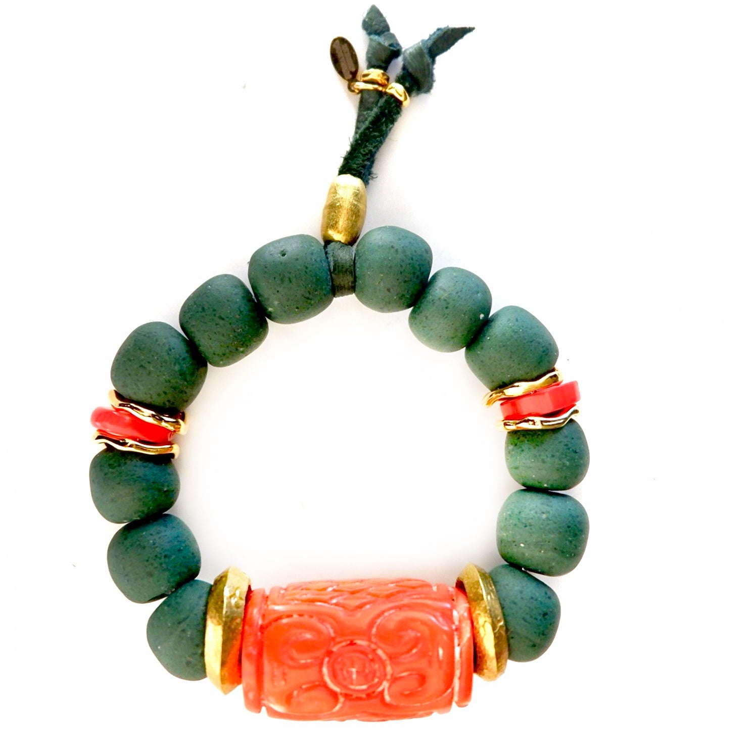 positano coral x vintage glass bracelet