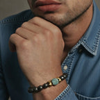 hematite x turquoise mens bracelet