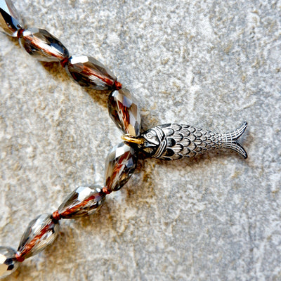 vintage glass fish necklace