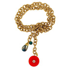 vintage chain x carnelian circle necklace