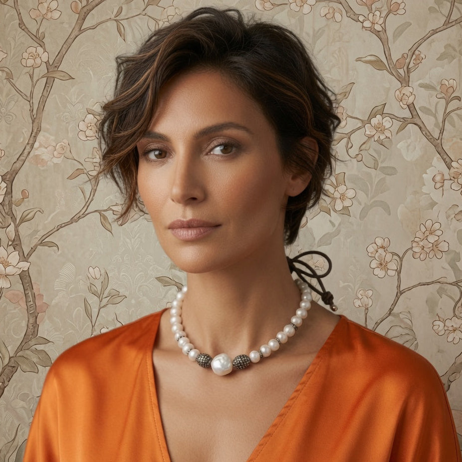 modern pearls choker