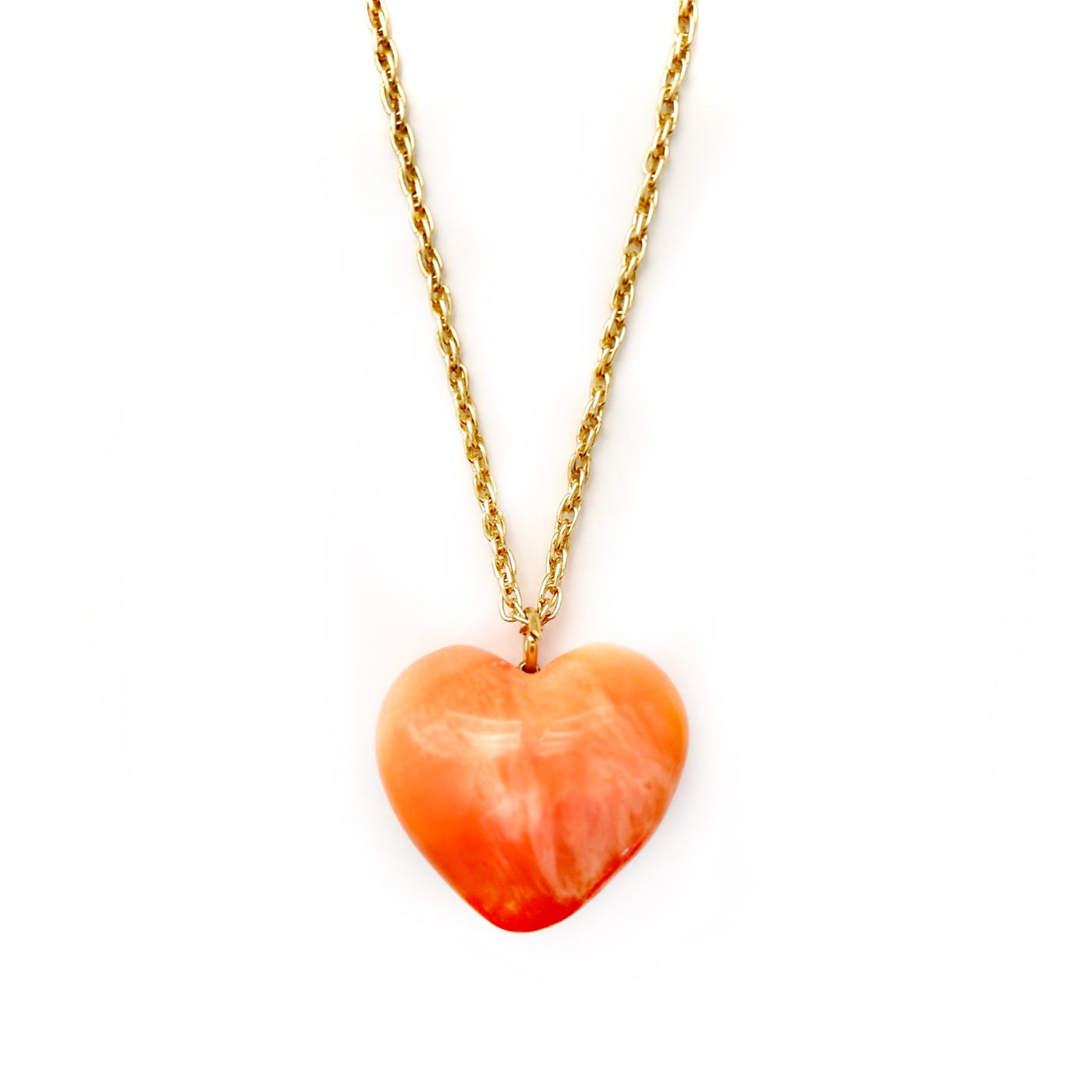 orange puffy heart pendant necklace