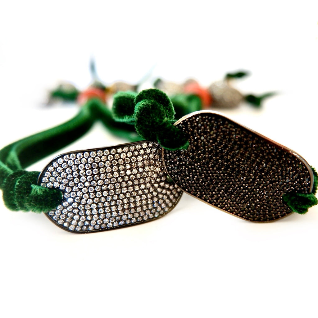 silk velvet luxe crystal tab bracelet