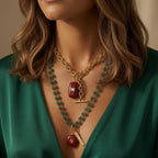 green onyx x carnelian gems necklace