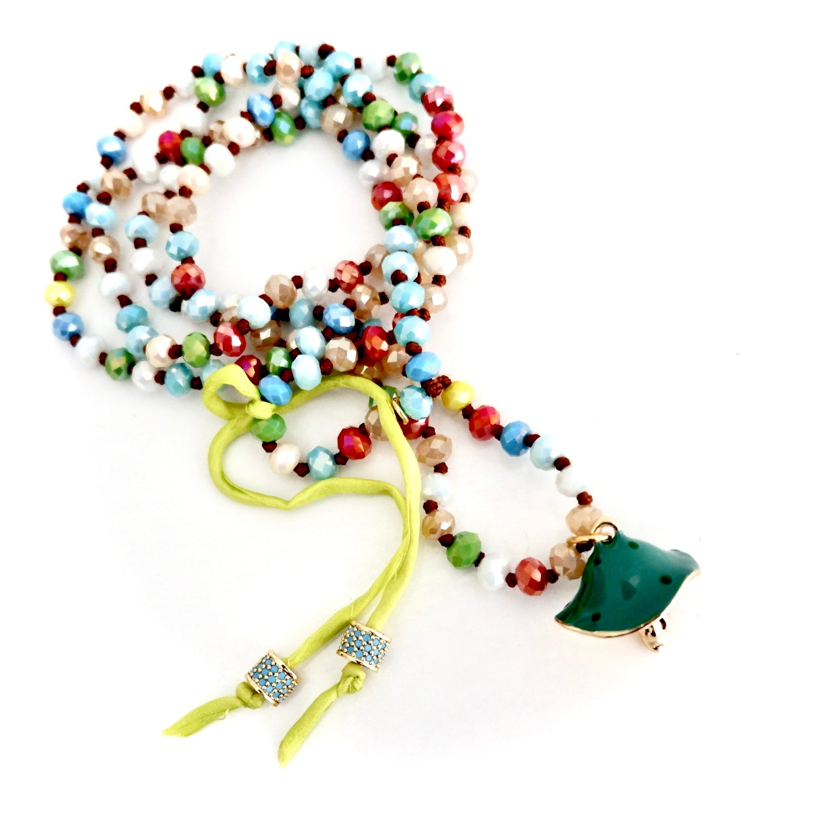 colorful gemstone mushroom necklace