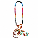 Rainbow gems x leather necklace