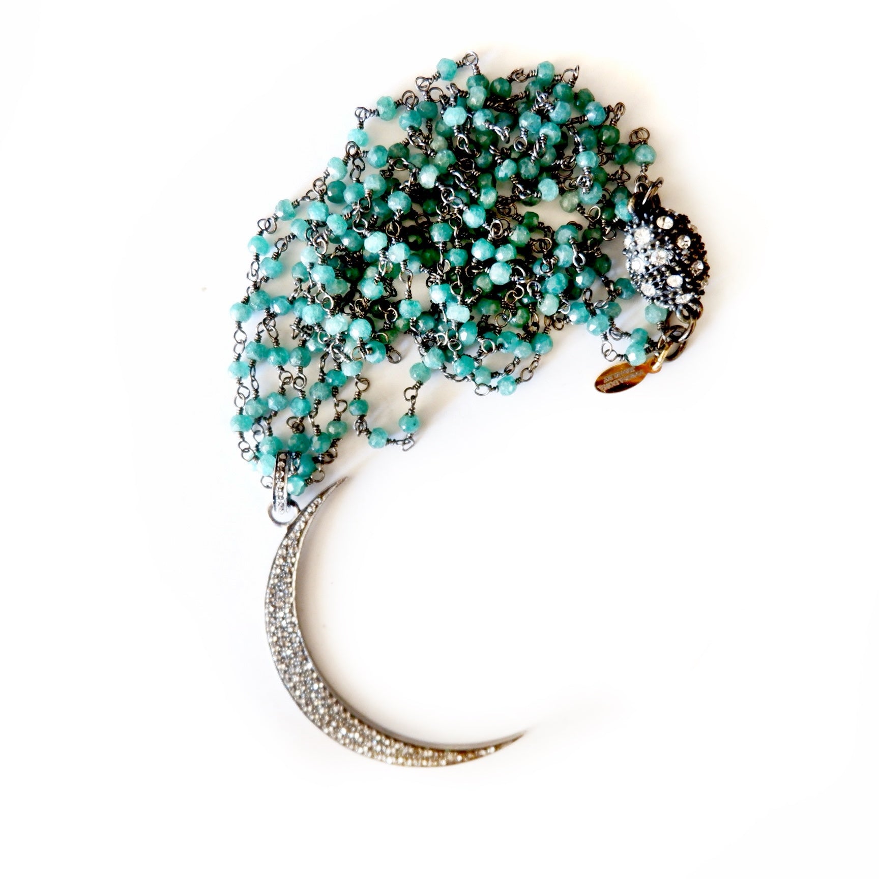 pave diamond moon necklace