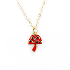 enamel gemstone mushroom necklace
