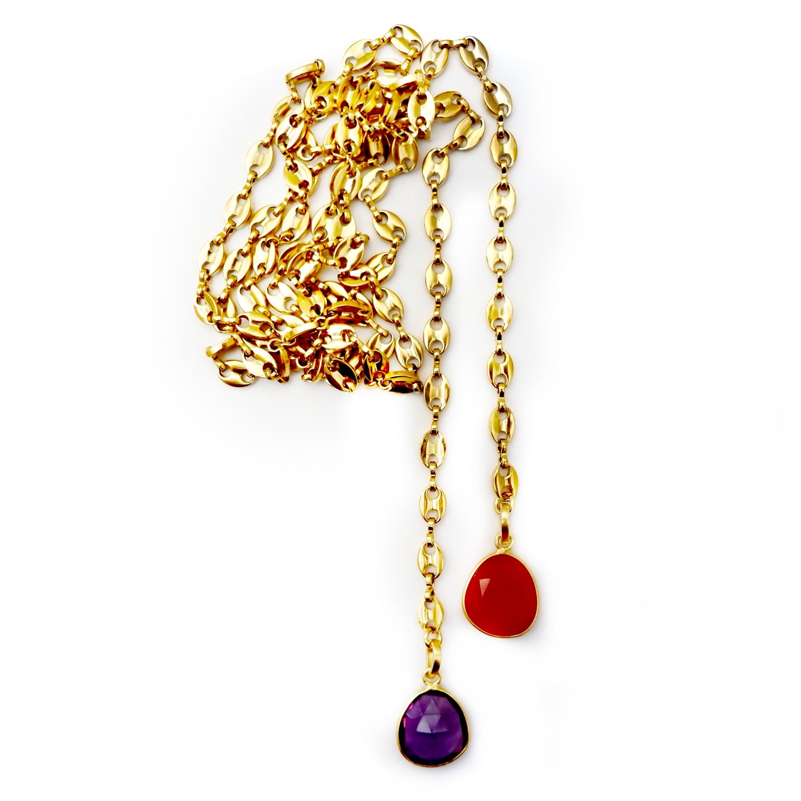 carnelian and amethyst duo necklace