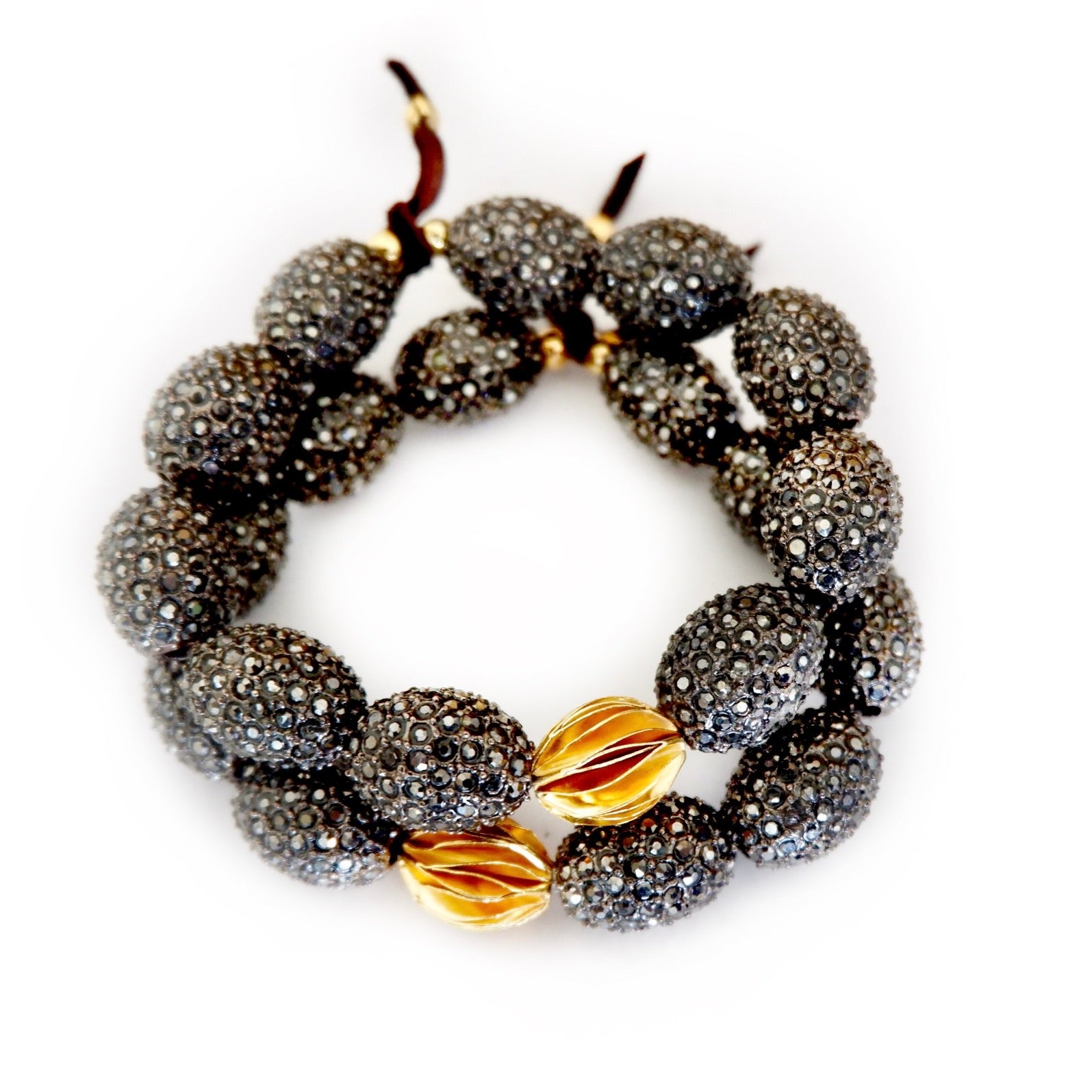 hematite and pyrite gold petal bracelet