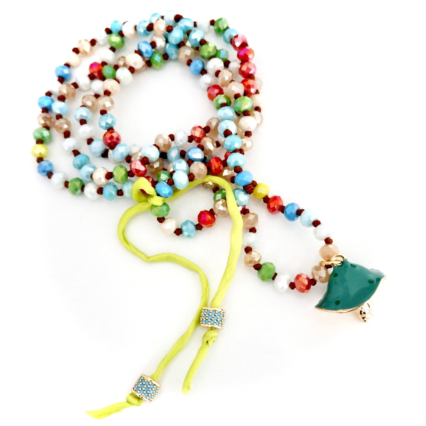 colorful gemstone mushroom necklace