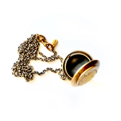 vintage moon face locket necklace