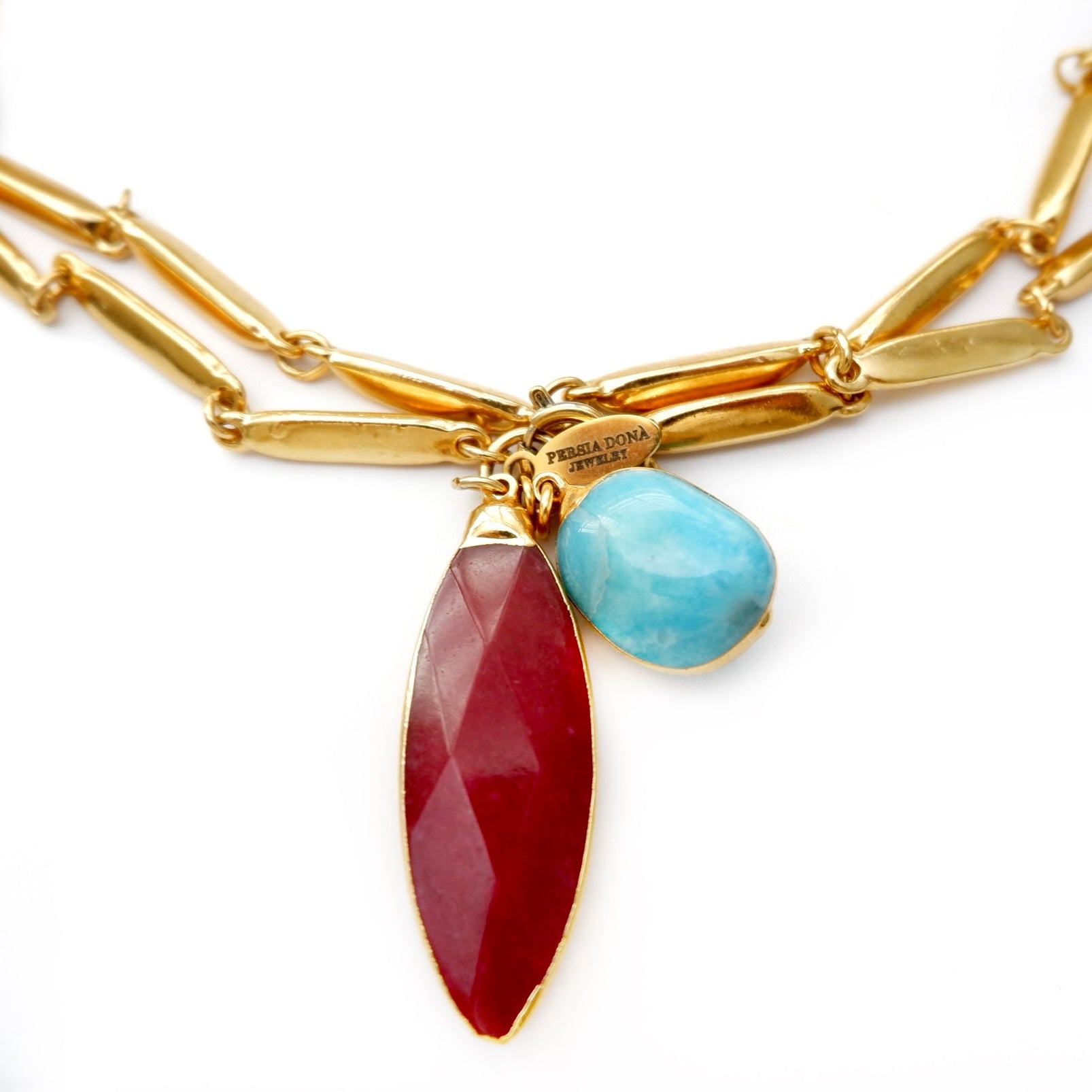 vintage ruby and turquoise pendant necklace