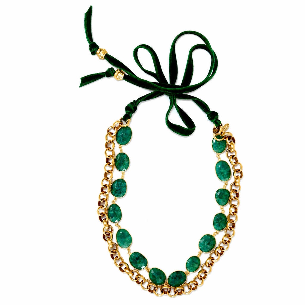 raw emerald x vintage chain necklace
