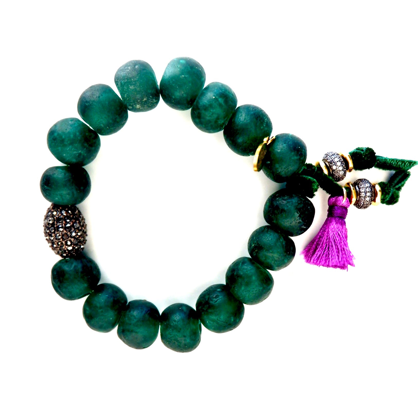 vintage glass magic green bracelet