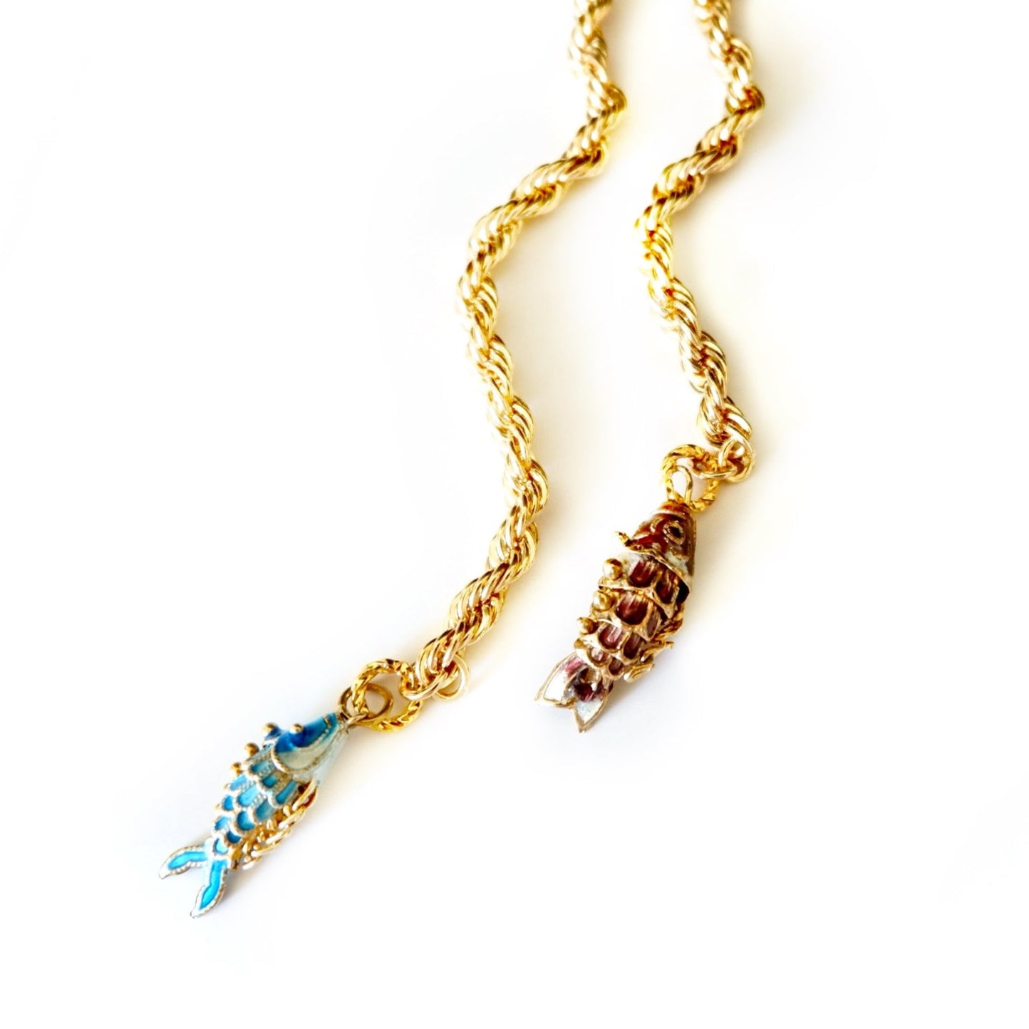 double fish knotted chain necklace