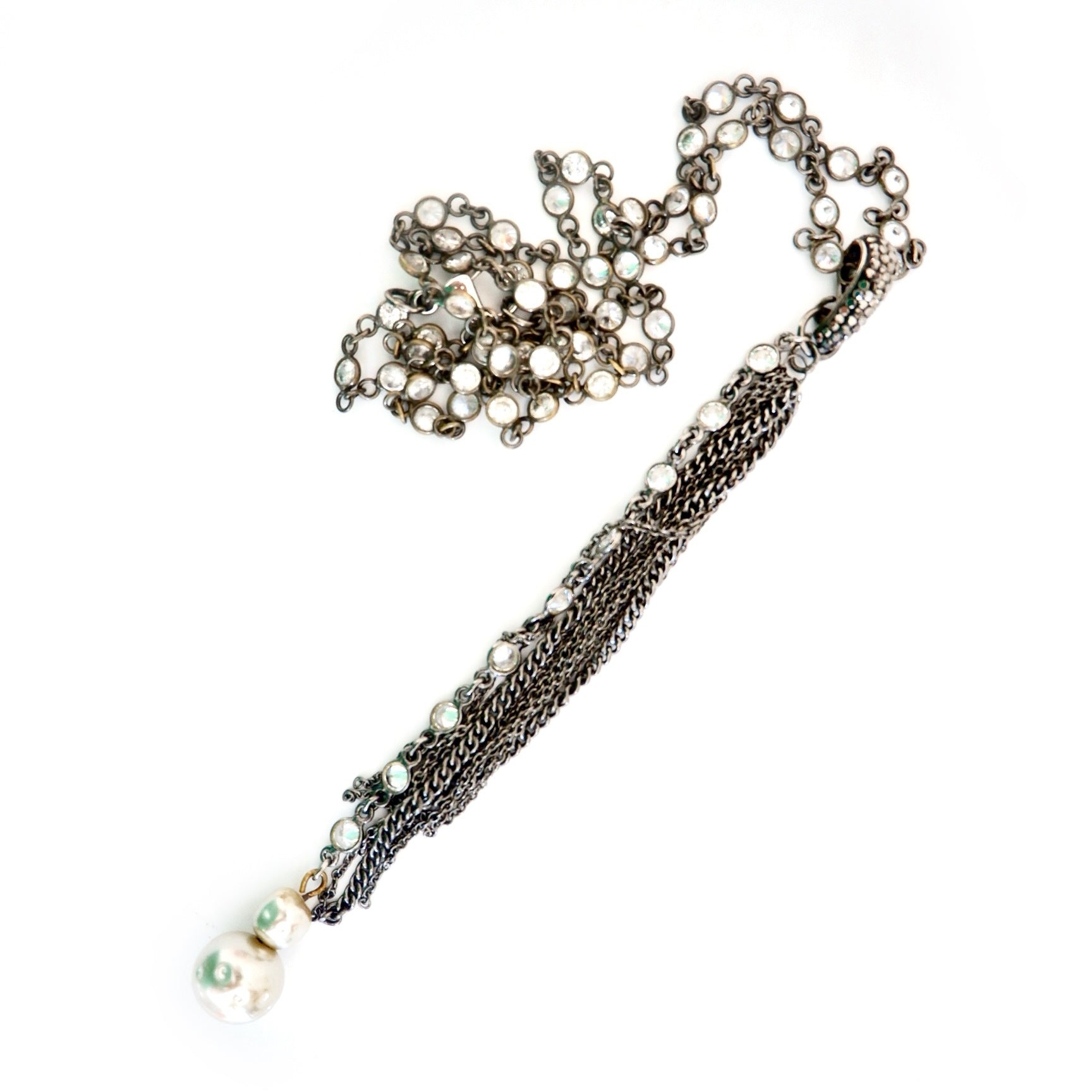 my vintage crystal chain and pearl necklace