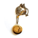 vintage moon face locket necklace