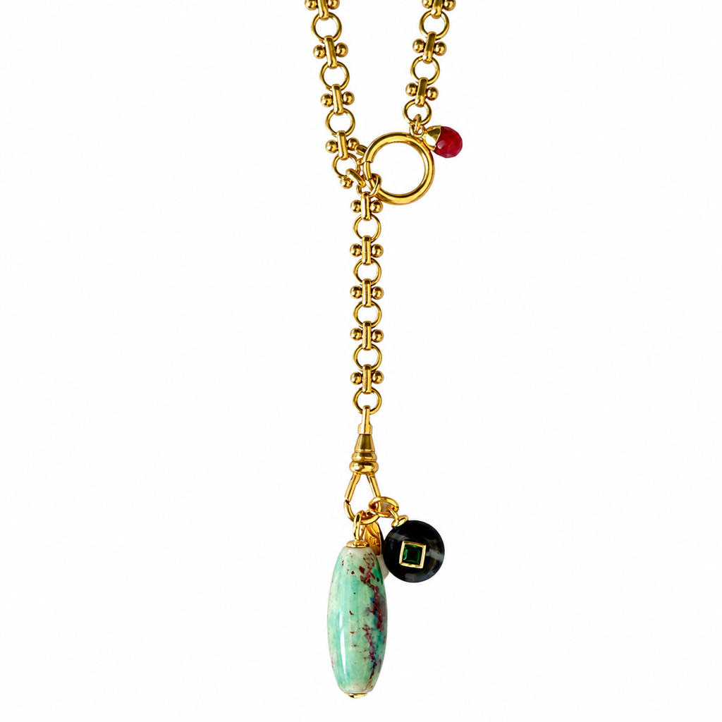 exotic gemstones x vintage chain necklace
