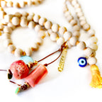 sandalwood x corals mala necklace