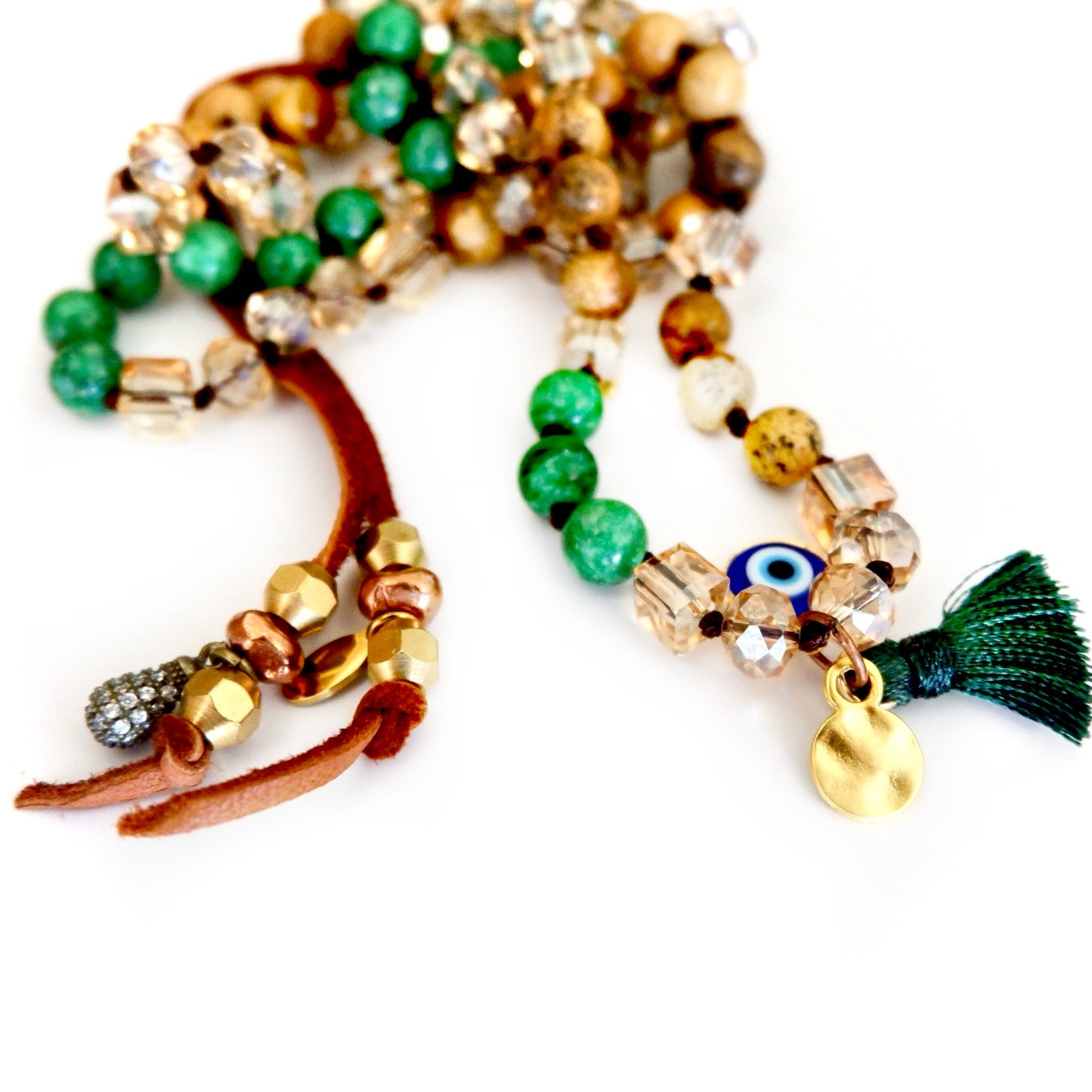 gemstone crystals sandalwood necklace