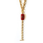 oblong carnelian and vintage chain necklace