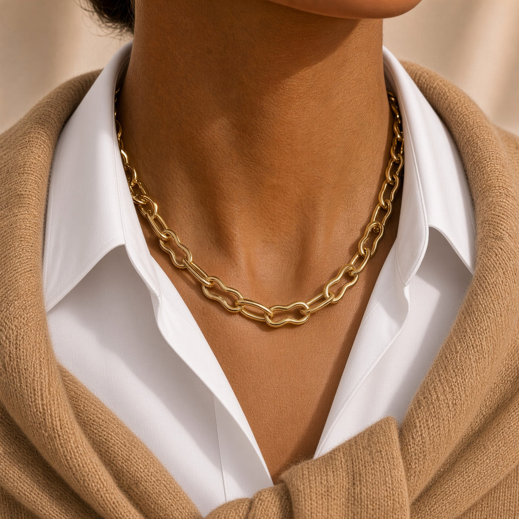 art x gold link chain necklace